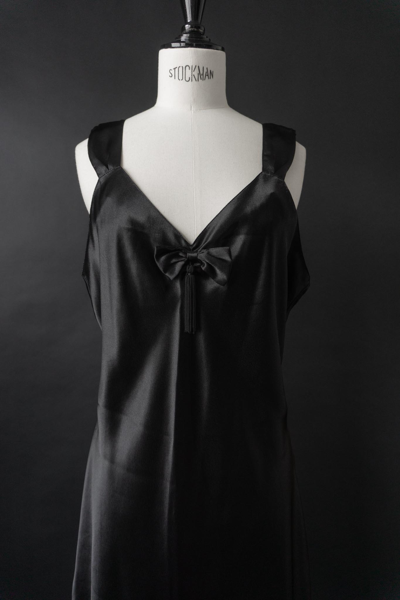 Vintage Slipdress mit Schleife & Troddel, M–L