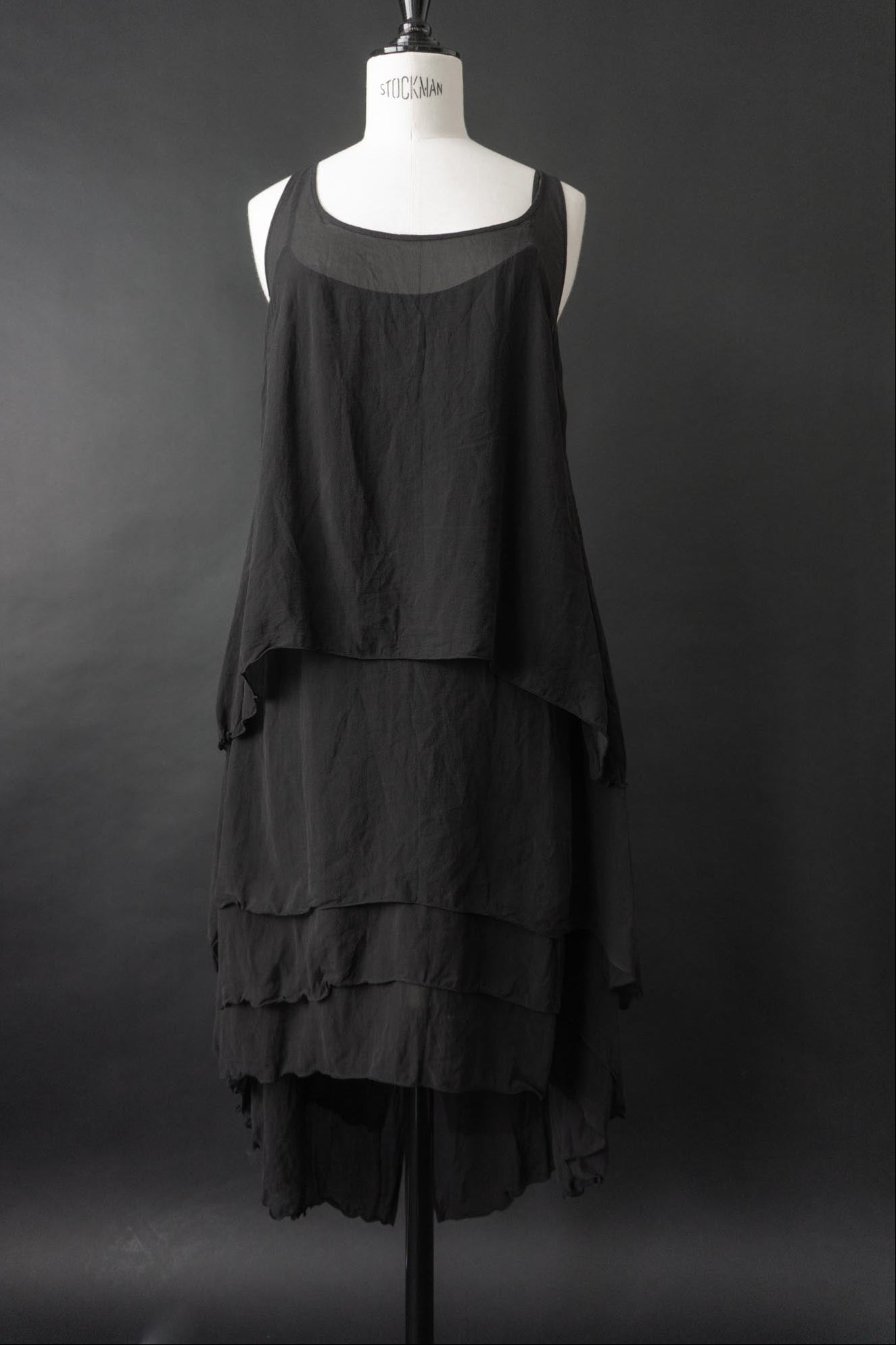 Vintage Kleid Seide Schwarz, M-L