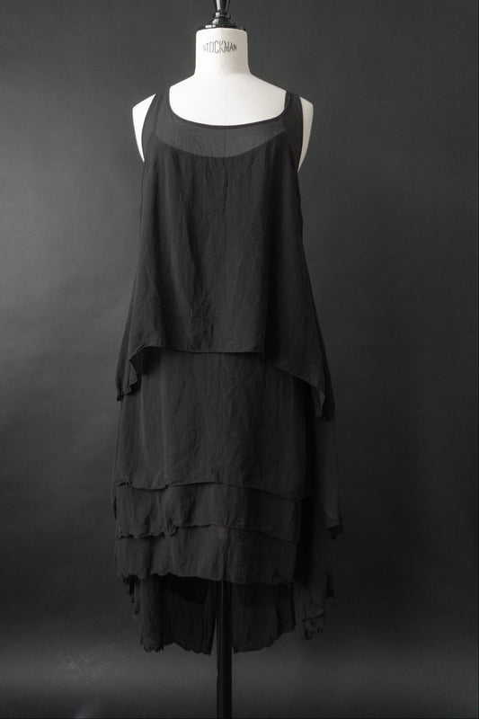 Vintage Kleid Seide Schwarz, M-L