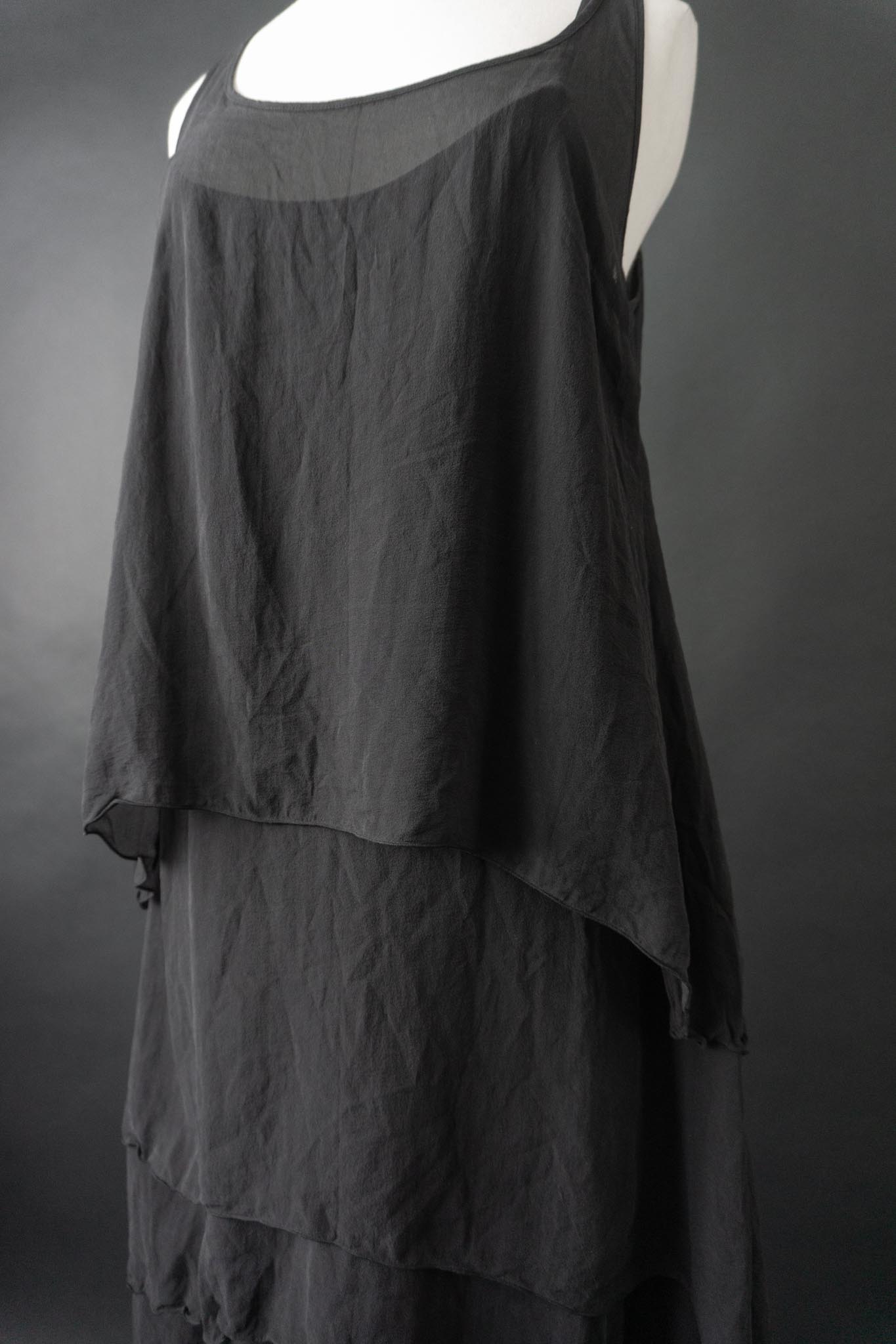 Vintage Kleid Seide Schwarz, M-L
