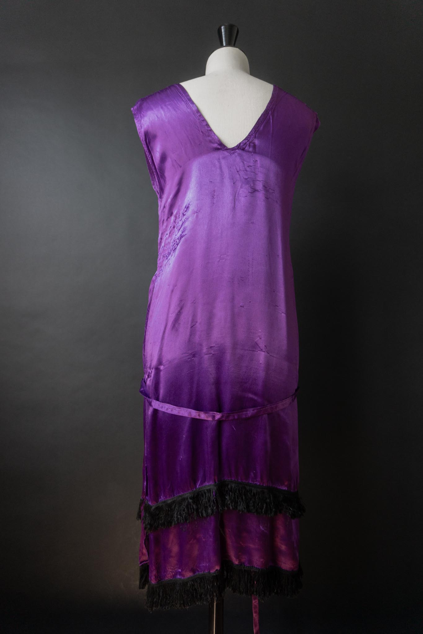 Vintage Charleston-Kleid, Viskose, Violett, XS–S