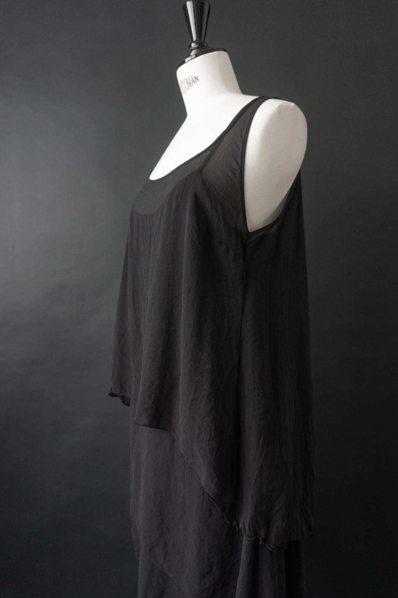 Vintage Kleid Seide Schwarz, M-L