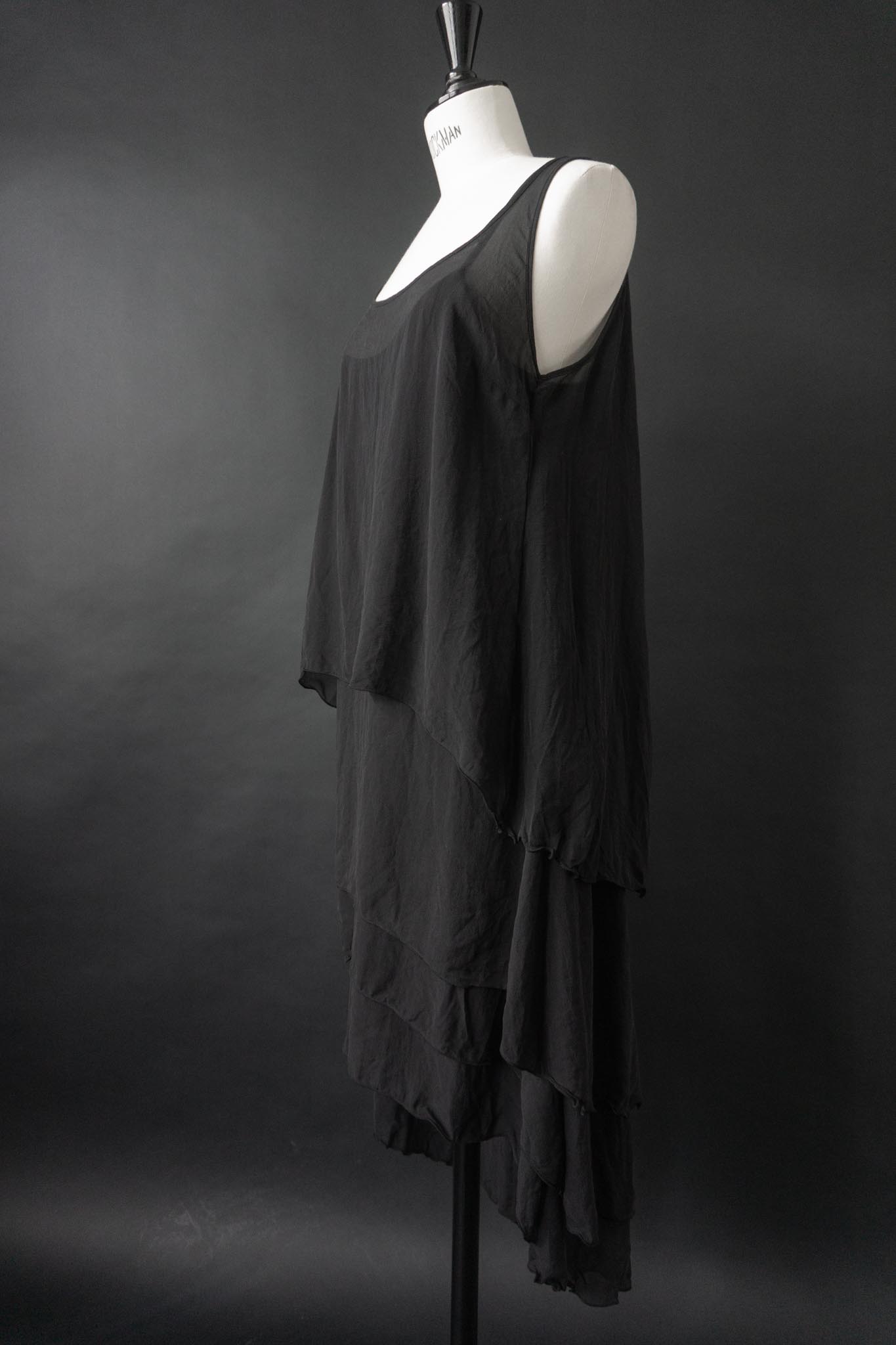 Vintage Kleid Seide Schwarz, M-L
