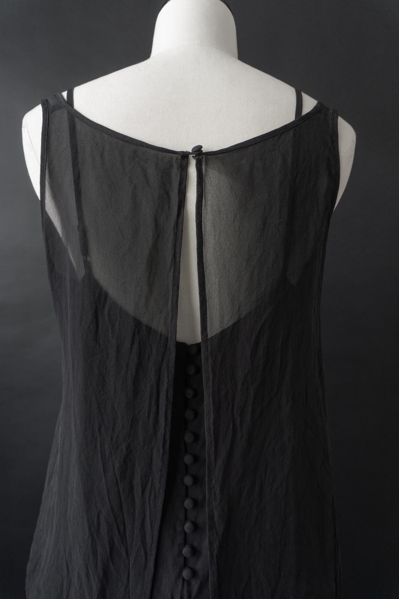 Vintage Kleid Seide Schwarz, M-L
