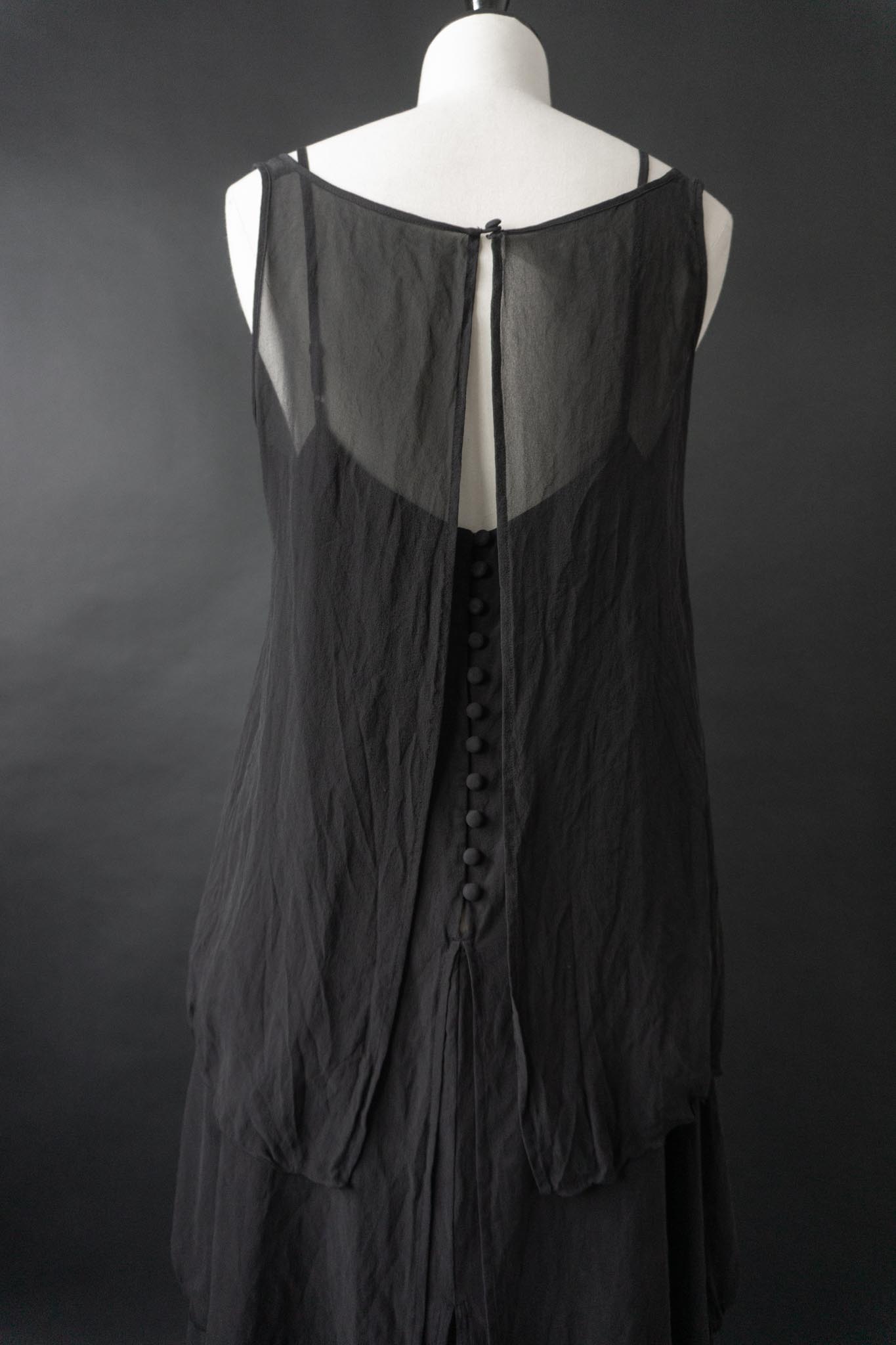 Vintage Kleid Seide Schwarz, M-L
