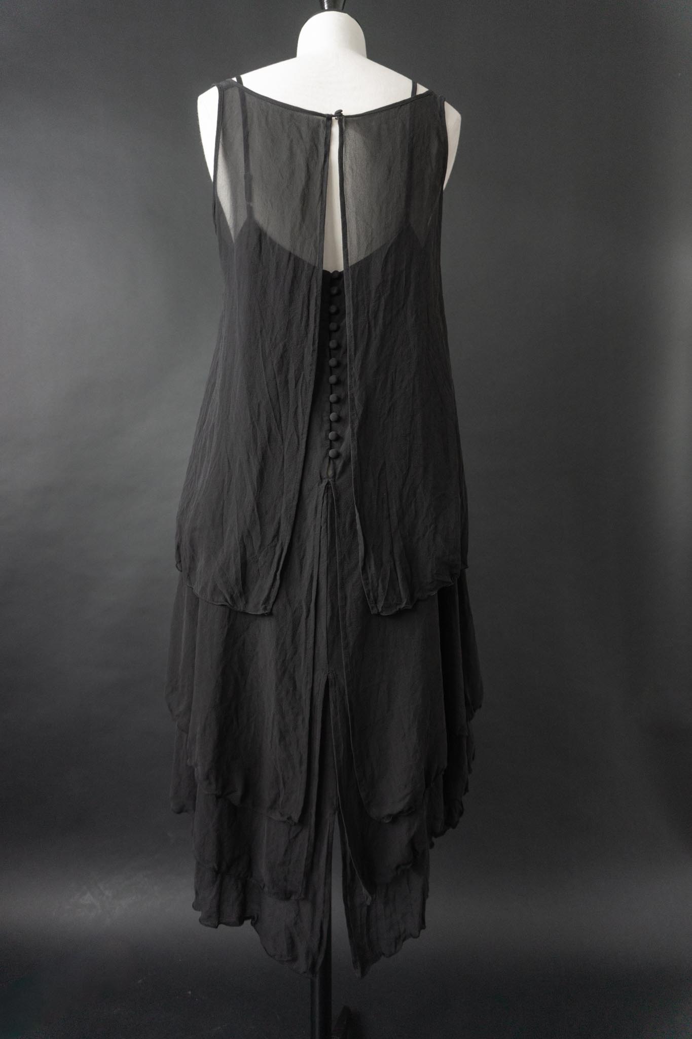 Vintage Kleid Seide Schwarz, M-L