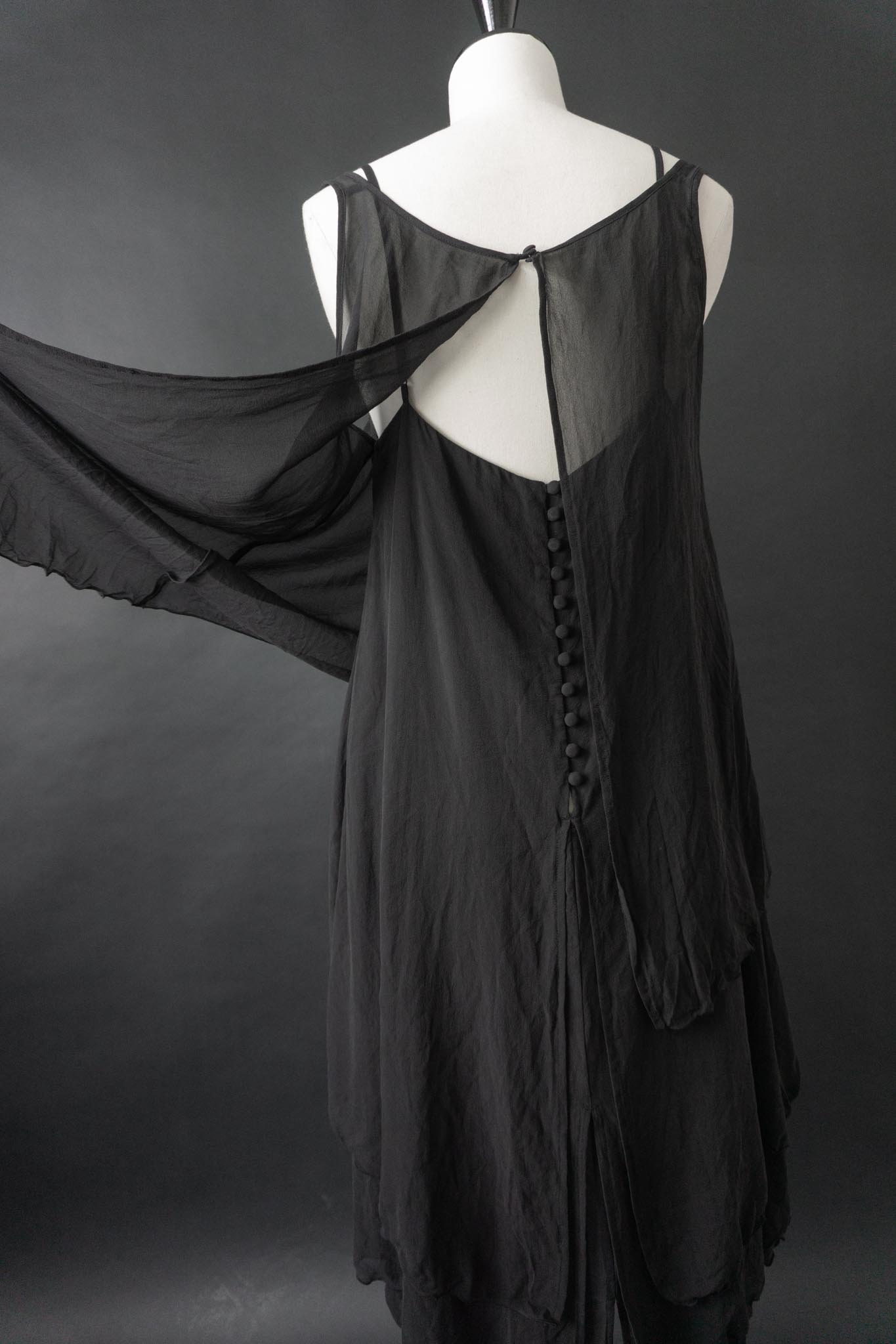 Vintage Kleid Seide Schwarz, M-L