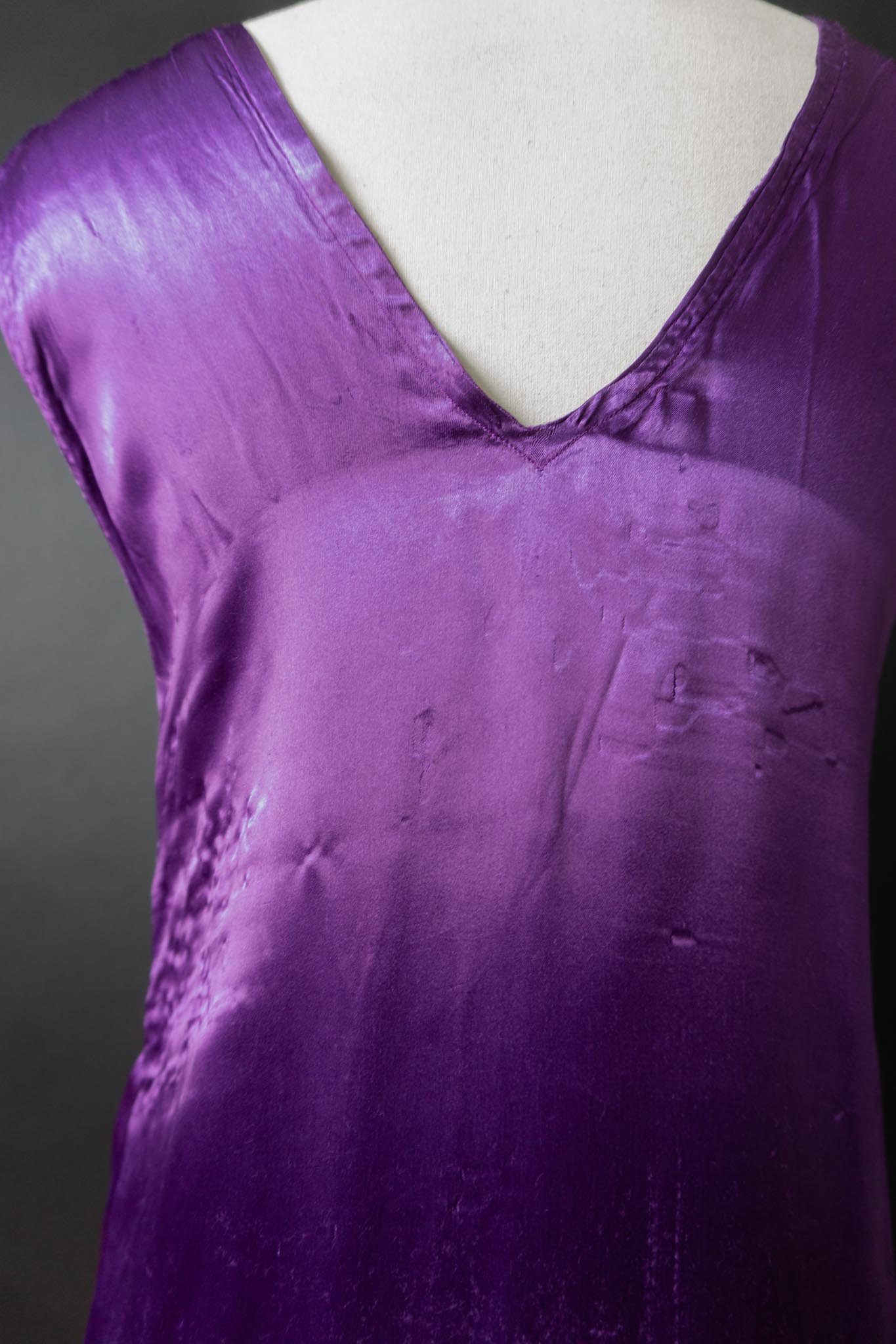 Vintage Charleston-Kleid, Viskose, Violett, XS–S