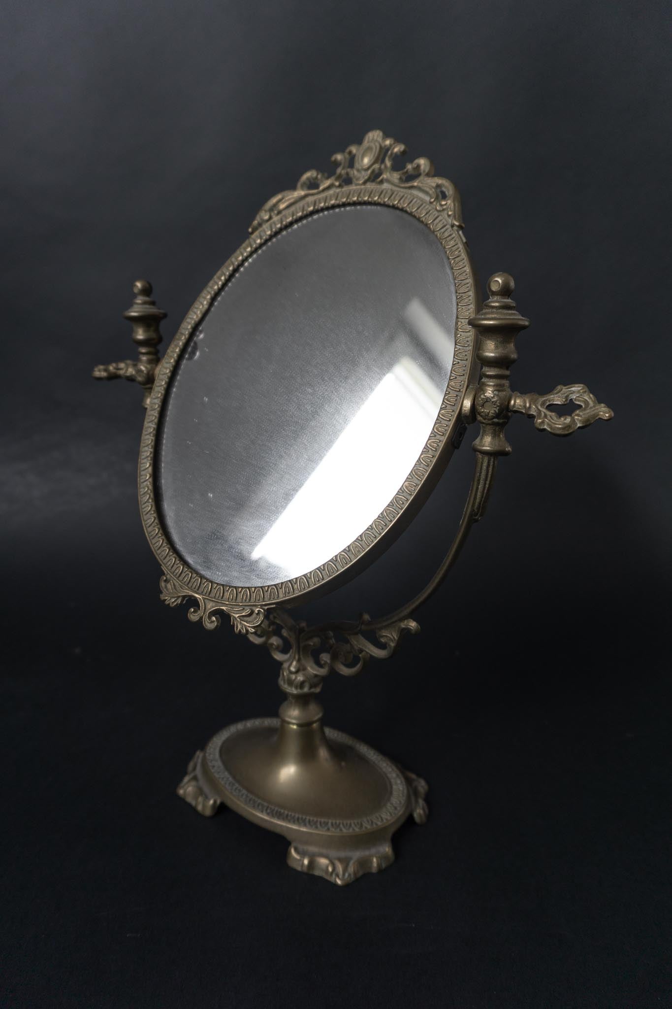 Vintage Vanity Goth Standspiegel, Messing