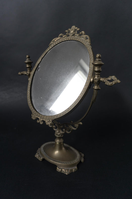Vintage Vanity Goth Standspiegel, Messing