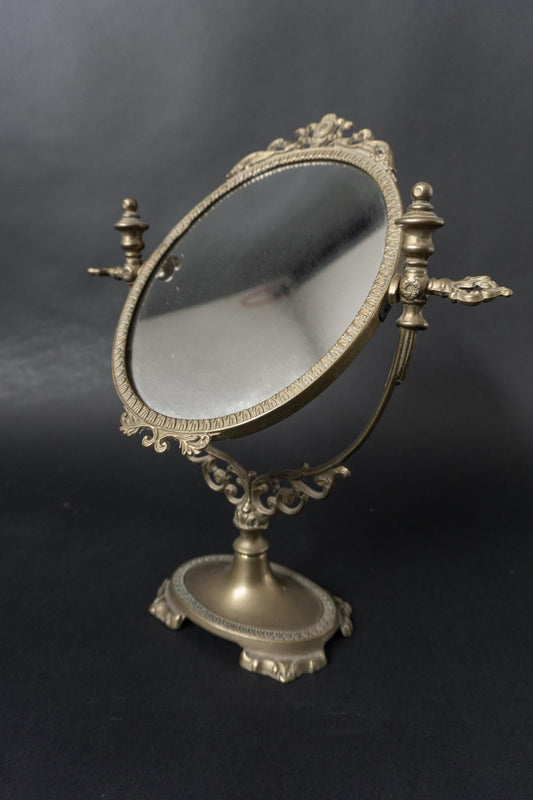 Vintage Vanity Goth Standspiegel, Messing