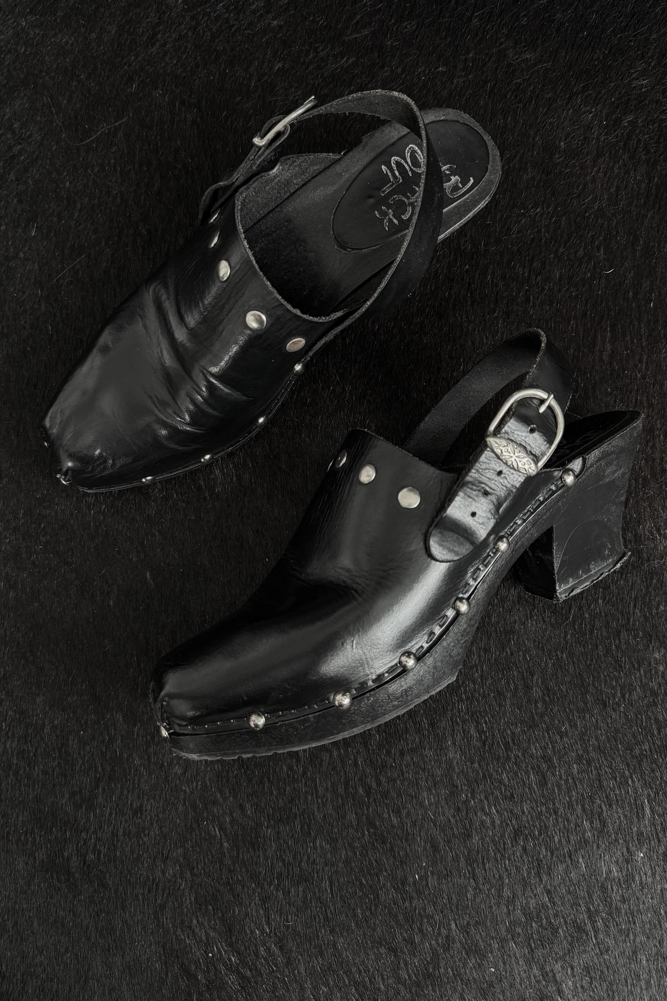 Vintage Echtleder Clogs mit Western-Details Made in Italy, 40