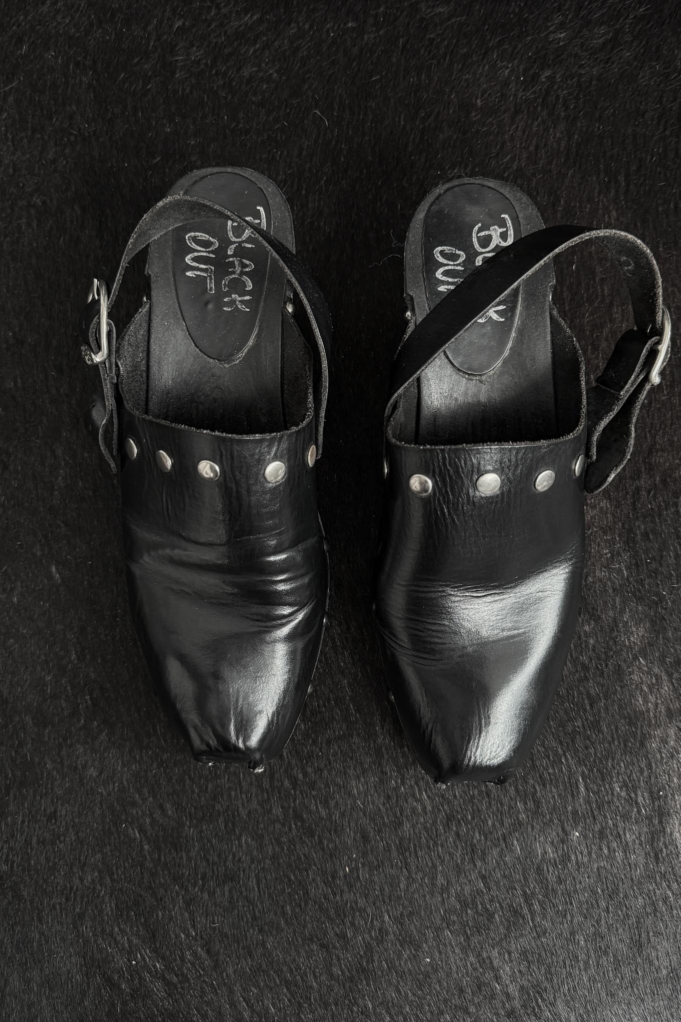Vintage Echtleder Clogs mit Western-Details Made in Italy, 40