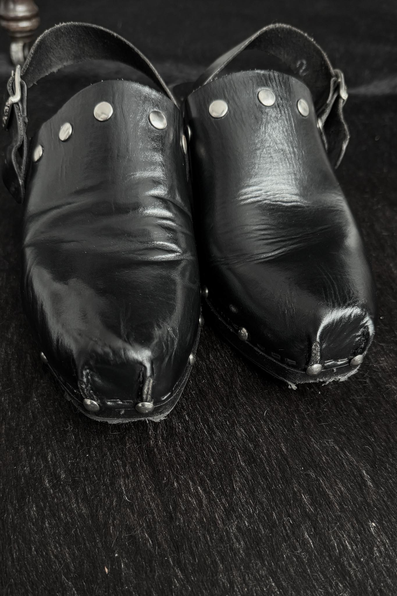 Vintage Echtleder Clogs mit Western-Details Made in Italy, 40