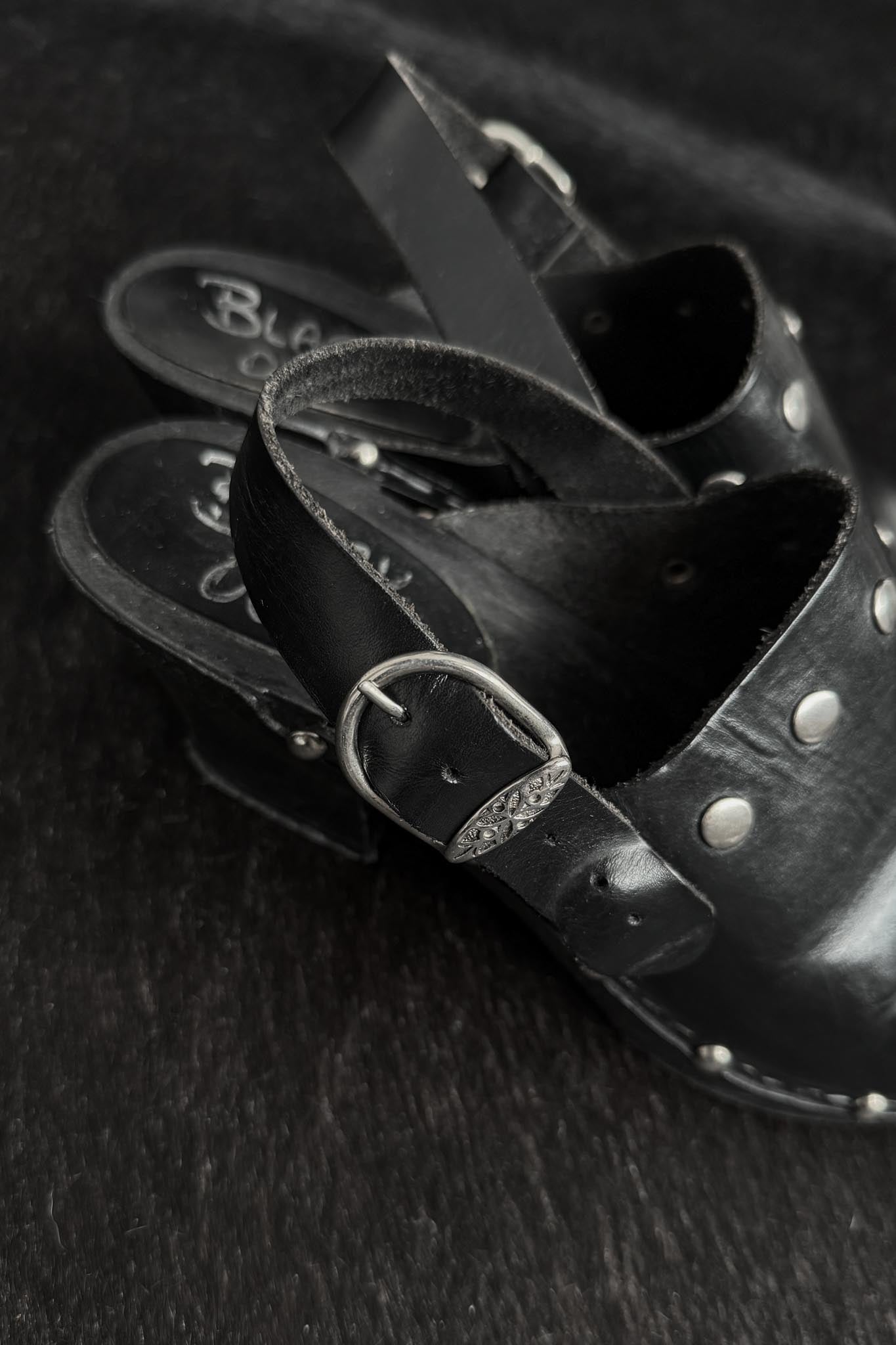Vintage Echtleder Clogs mit Western-Details Made in Italy, 40
