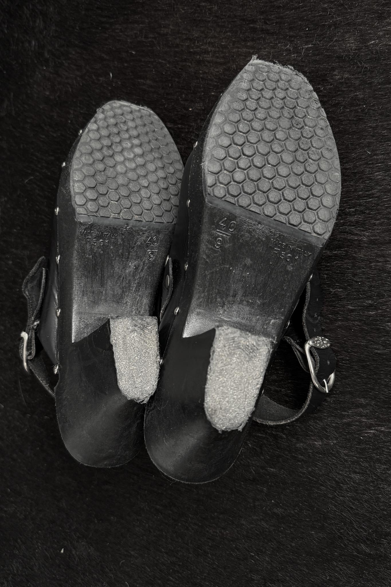 Vintage Echtleder Clogs mit Western-Details Made in Italy, 40