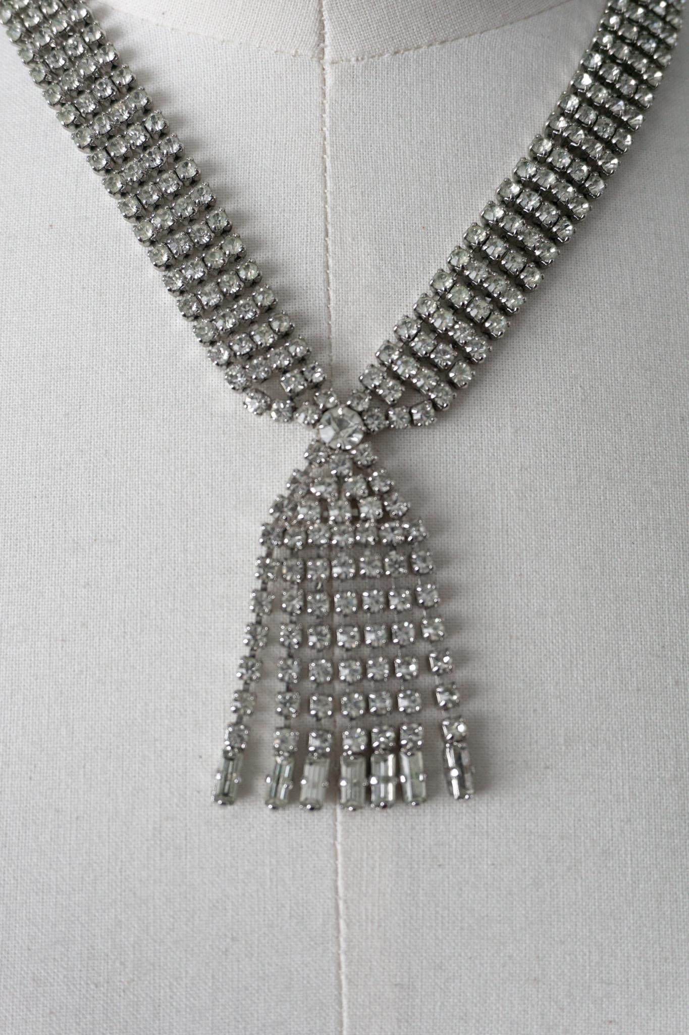 Vintage 80s Strasskette mit Fransen