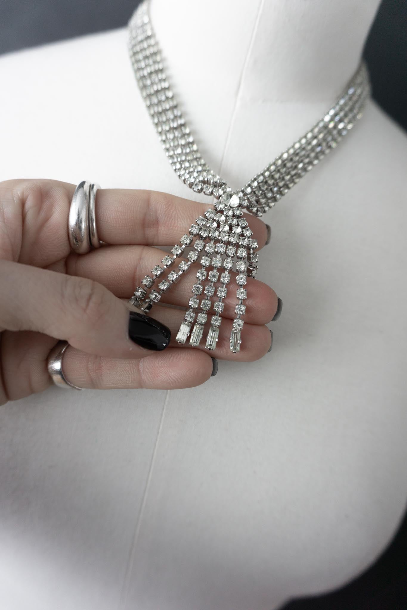 Vintage 80s Strasskette mit Fransen