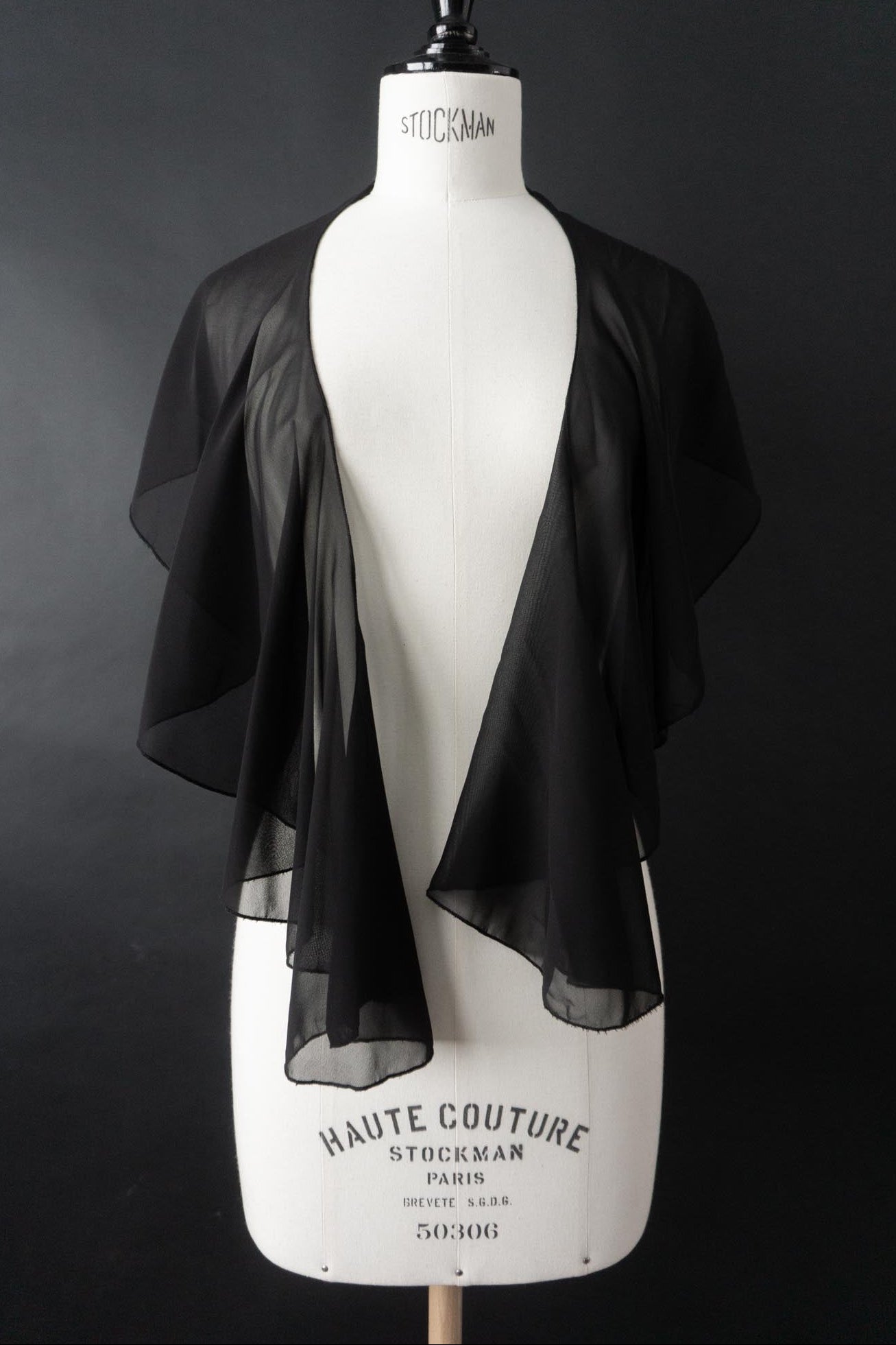 Vintage Chiffon Cape, Schwarz