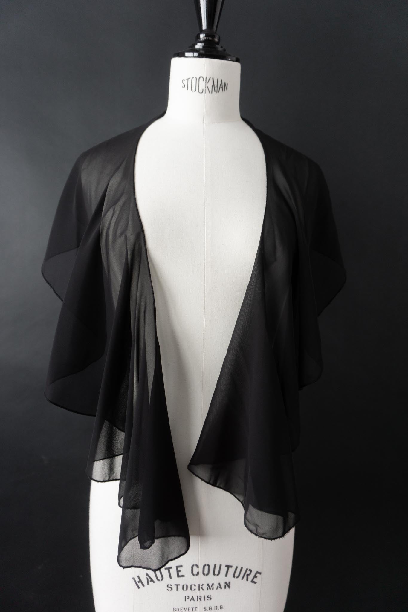 Vintage Chiffon Cape, Schwarz