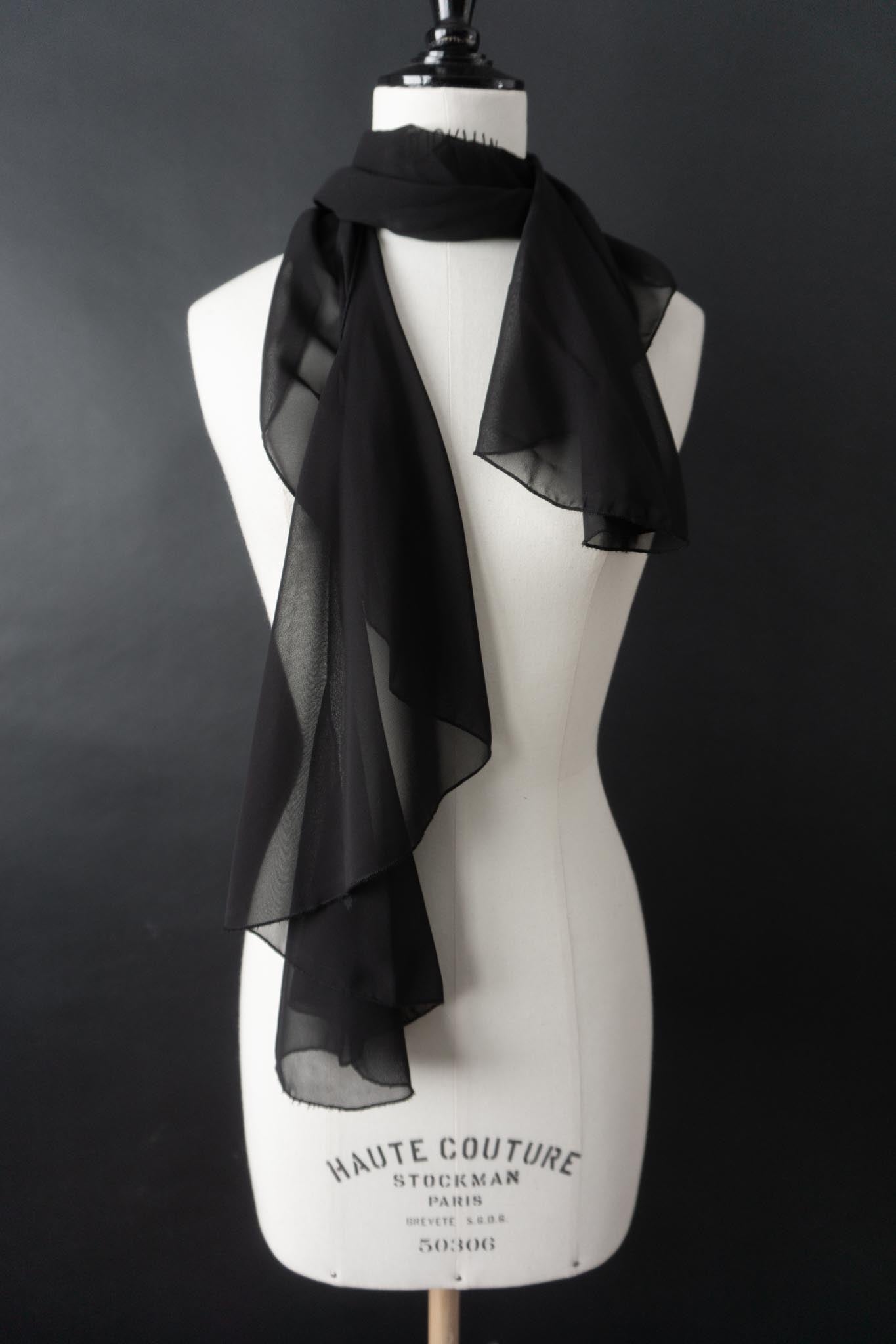 Vintage Chiffon Cape, Schwarz