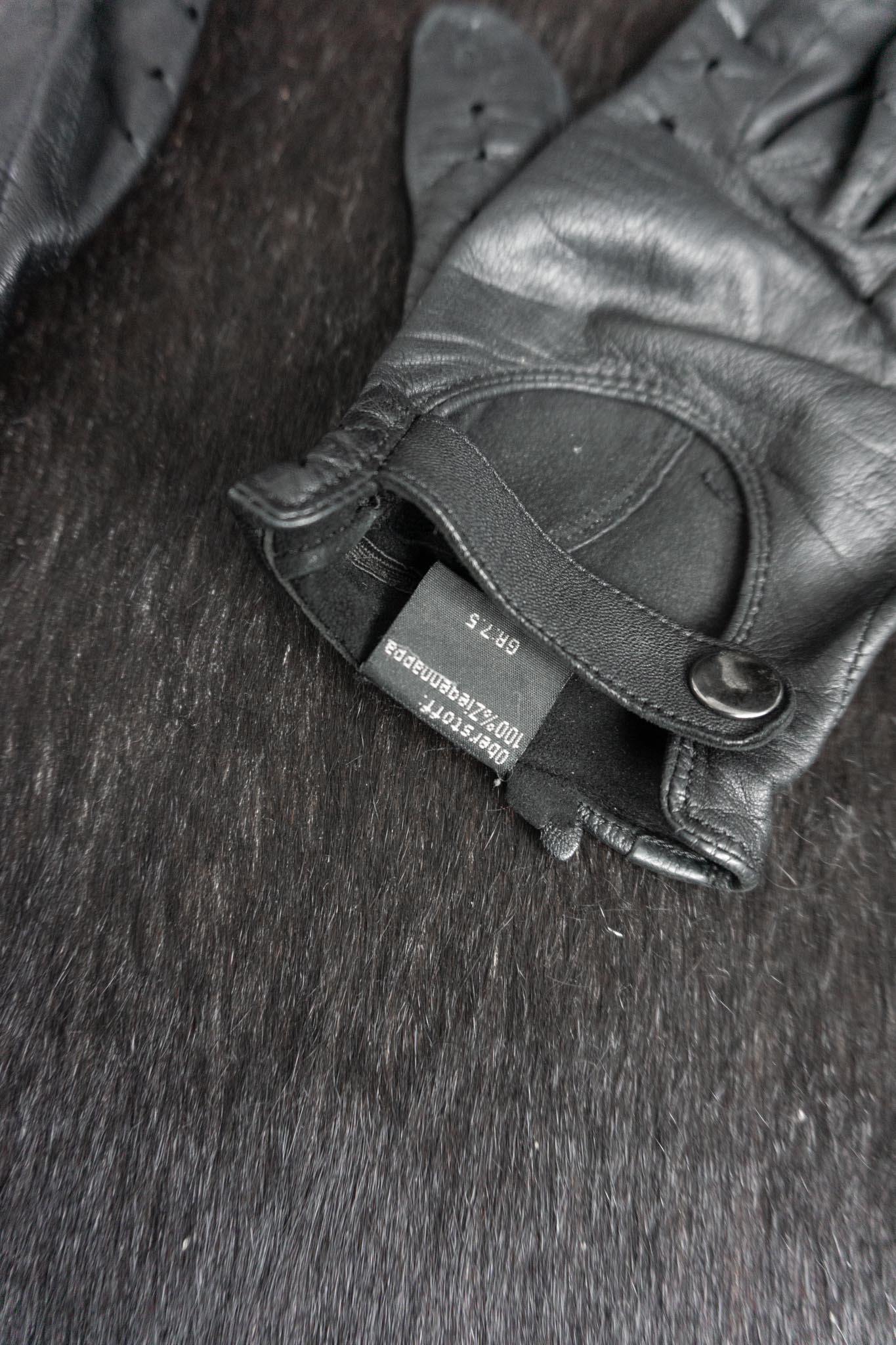 Vintage 80s Leder Biker Handschuhe, Schwarz, Echtleder, 7