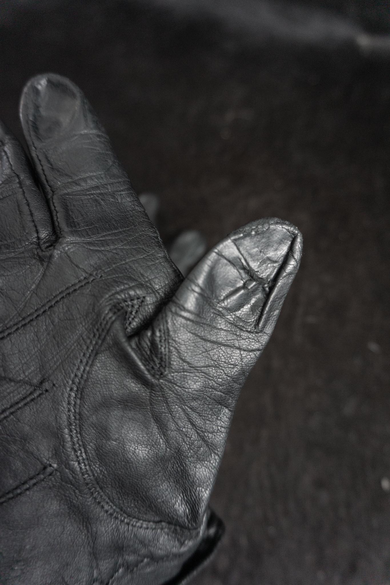 Vintage 80s Leder Biker Handschuhe, Schwarz, Echtleder, 7