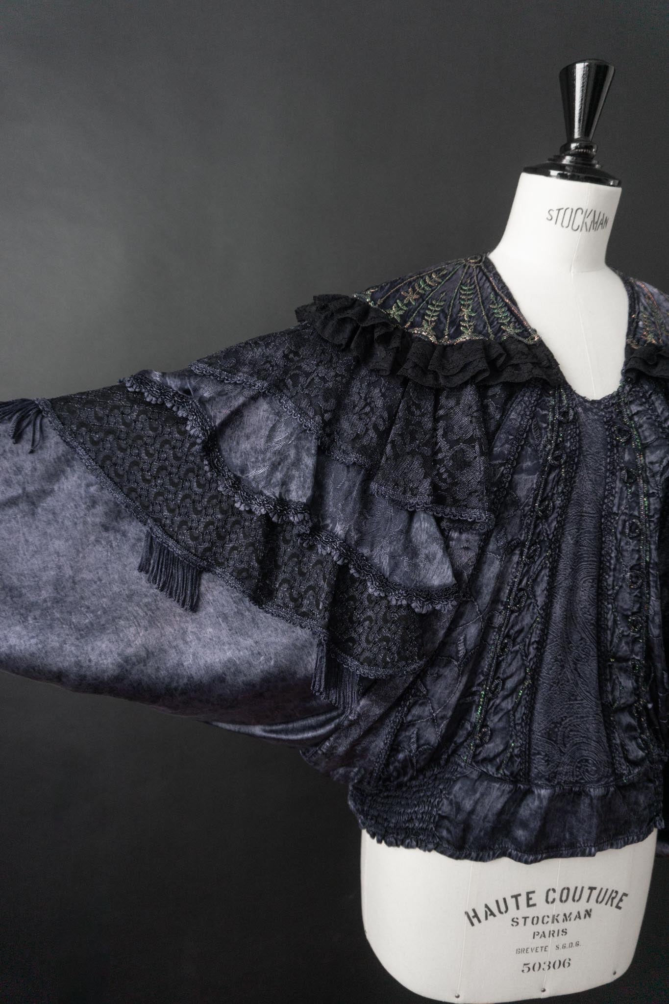 Vintage 80s Bluse, Batwing Ärmel, S–M