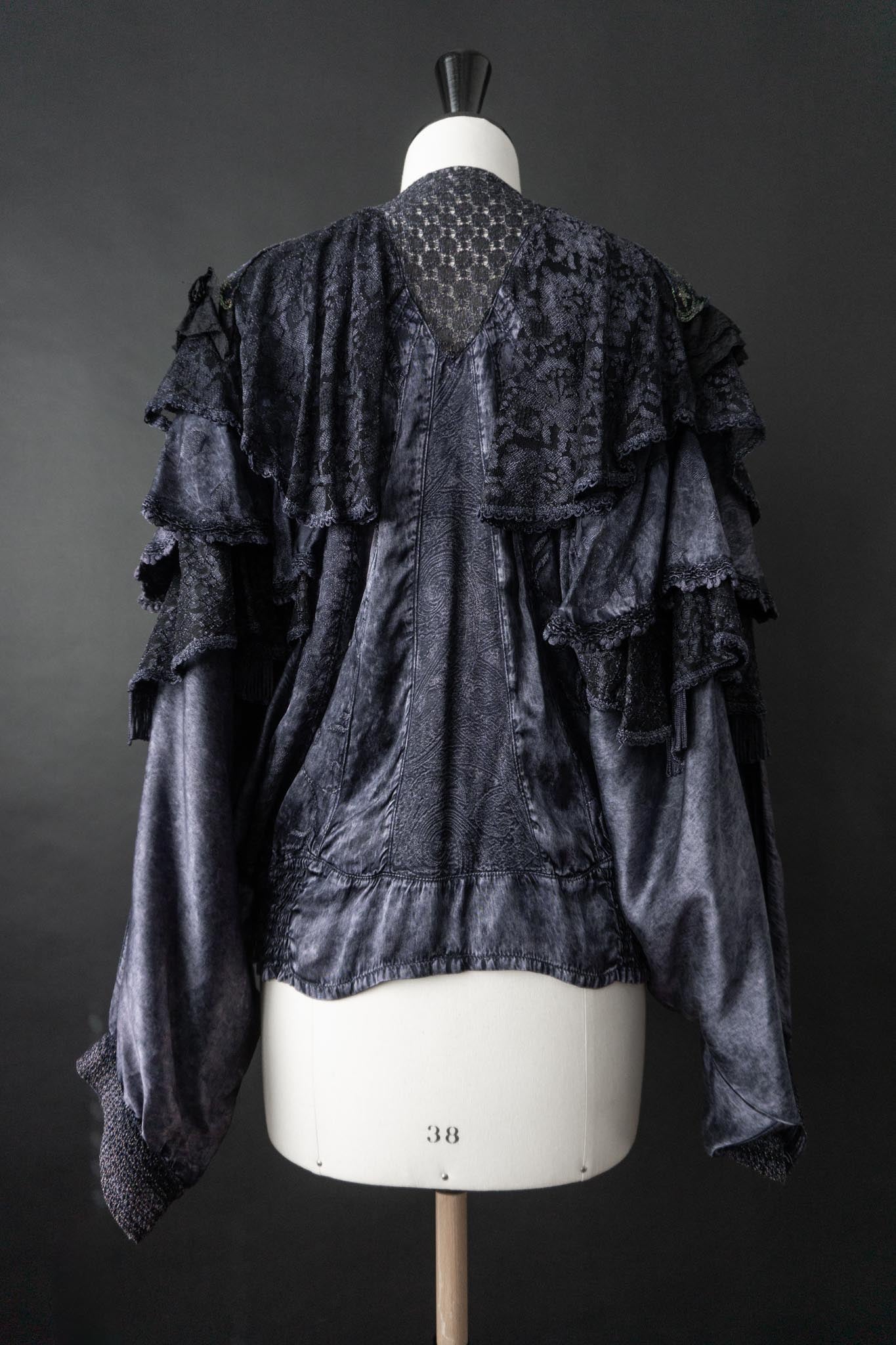 Vintage 80s Bluse, Batwing Ärmel, S–M