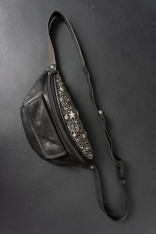 Vintage Kolster Bauchtasche aus Leder mit Nieten