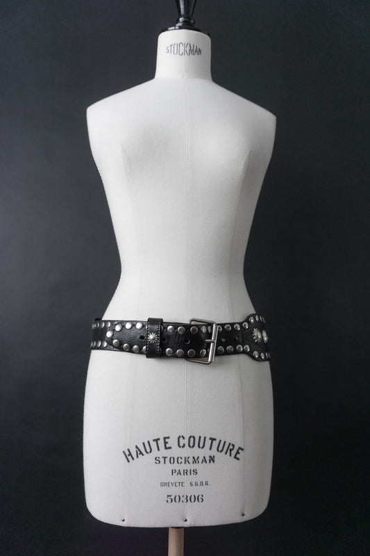Vintage Nietengürtel 80s, Glamrock, S–L