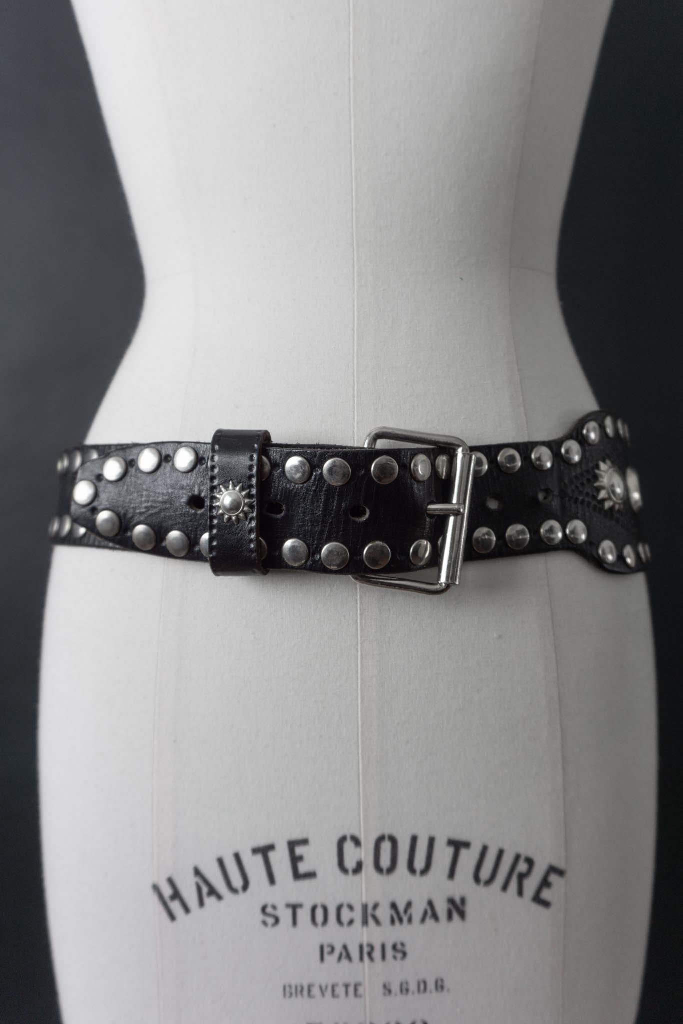 Vintage Nietengürtel 80s, Glamrock, S–L