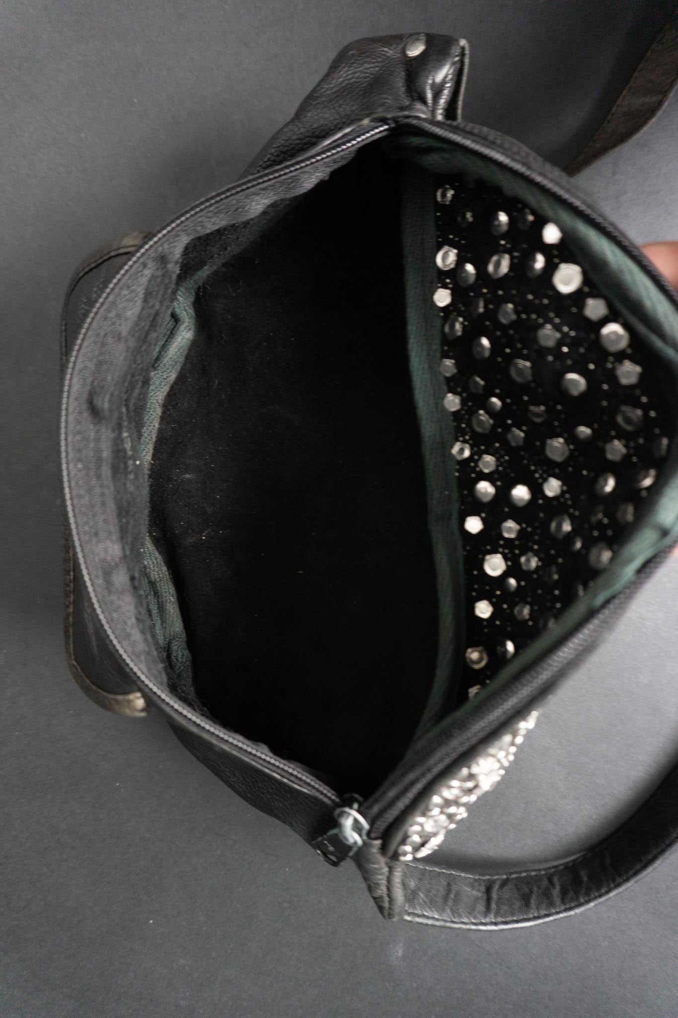 Vintage Kolster Bauchtasche aus Leder mit Nieten