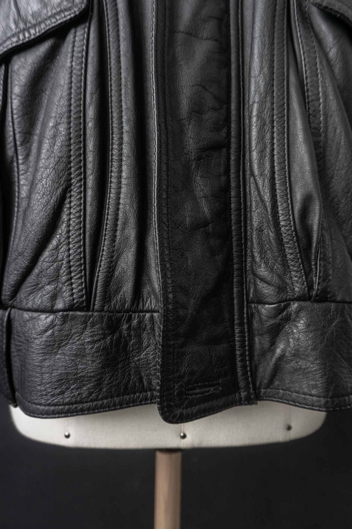 Vintage 80s convertible Lederjacke, Schwarz, M–L
