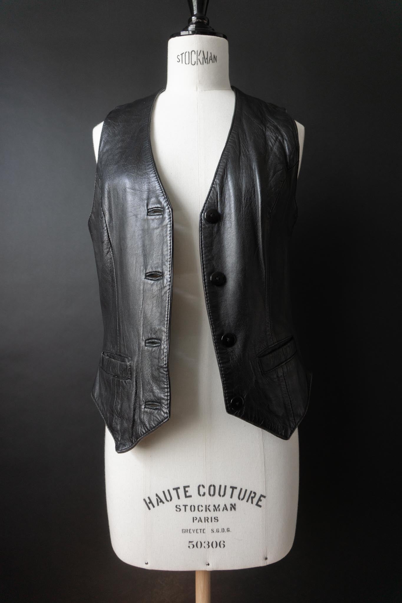 Vintage Lederweste aus Echtleder, Festival Piece, S–M