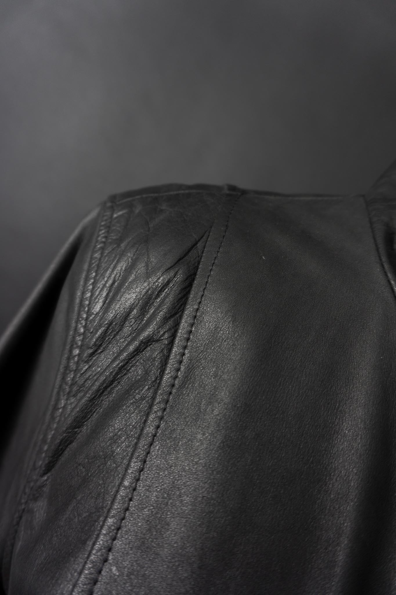 Vintage 90s Ledermantel, Zipper, S–M