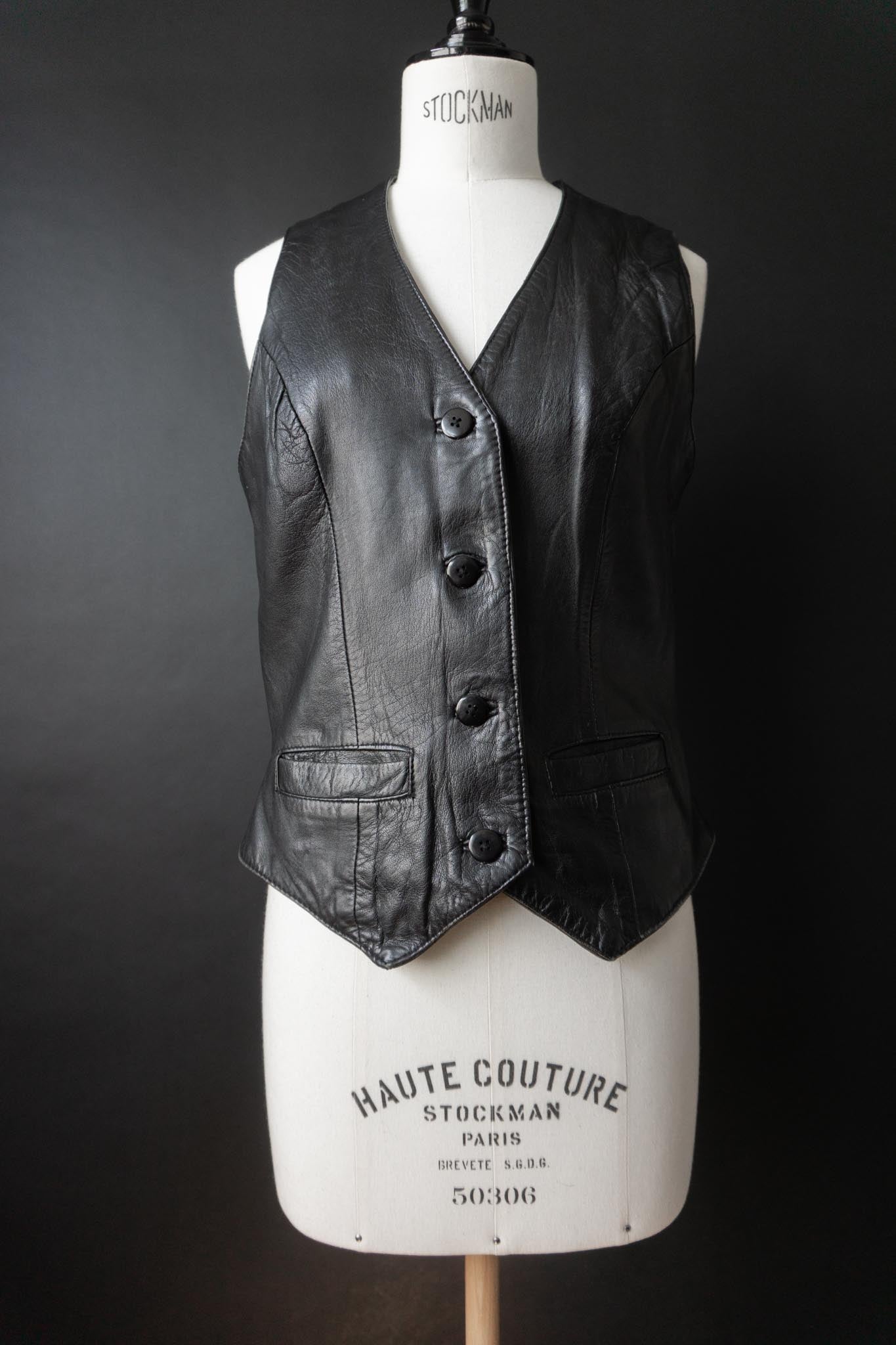 Vintage Lederweste aus Echtleder, Festival Piece, S–M