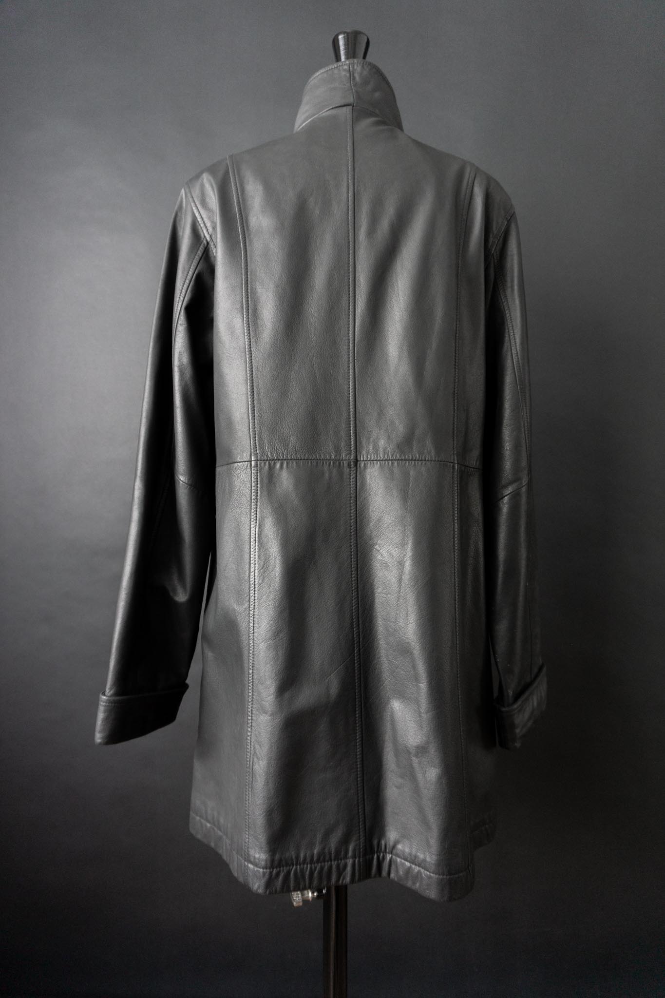 Vintage 90s Ledermantel, Zipper, S–M