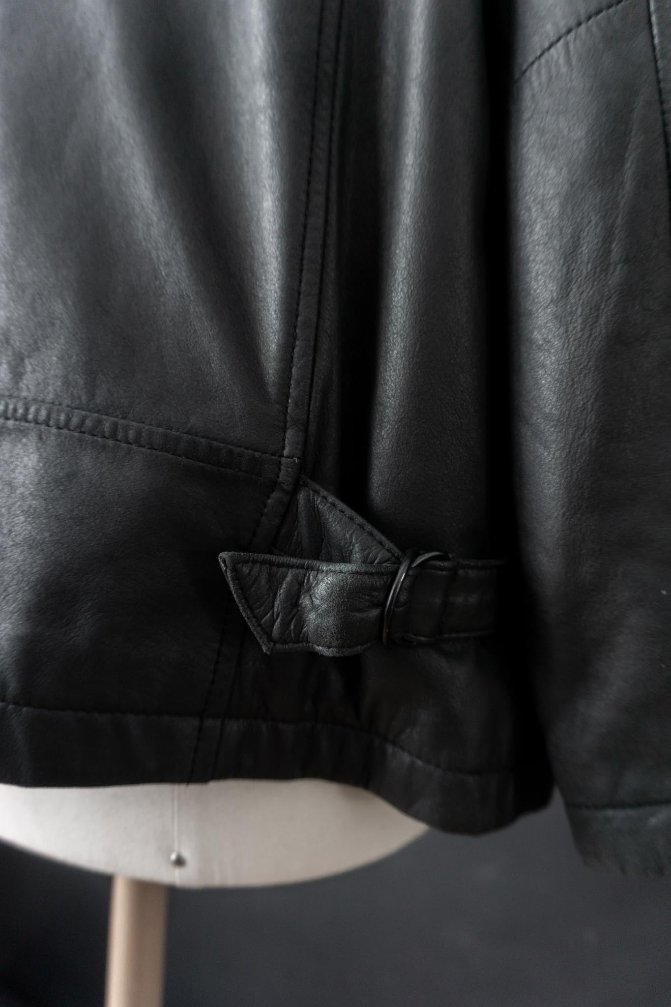 Vintage 90s Lederjacke mit Zipper, M–L