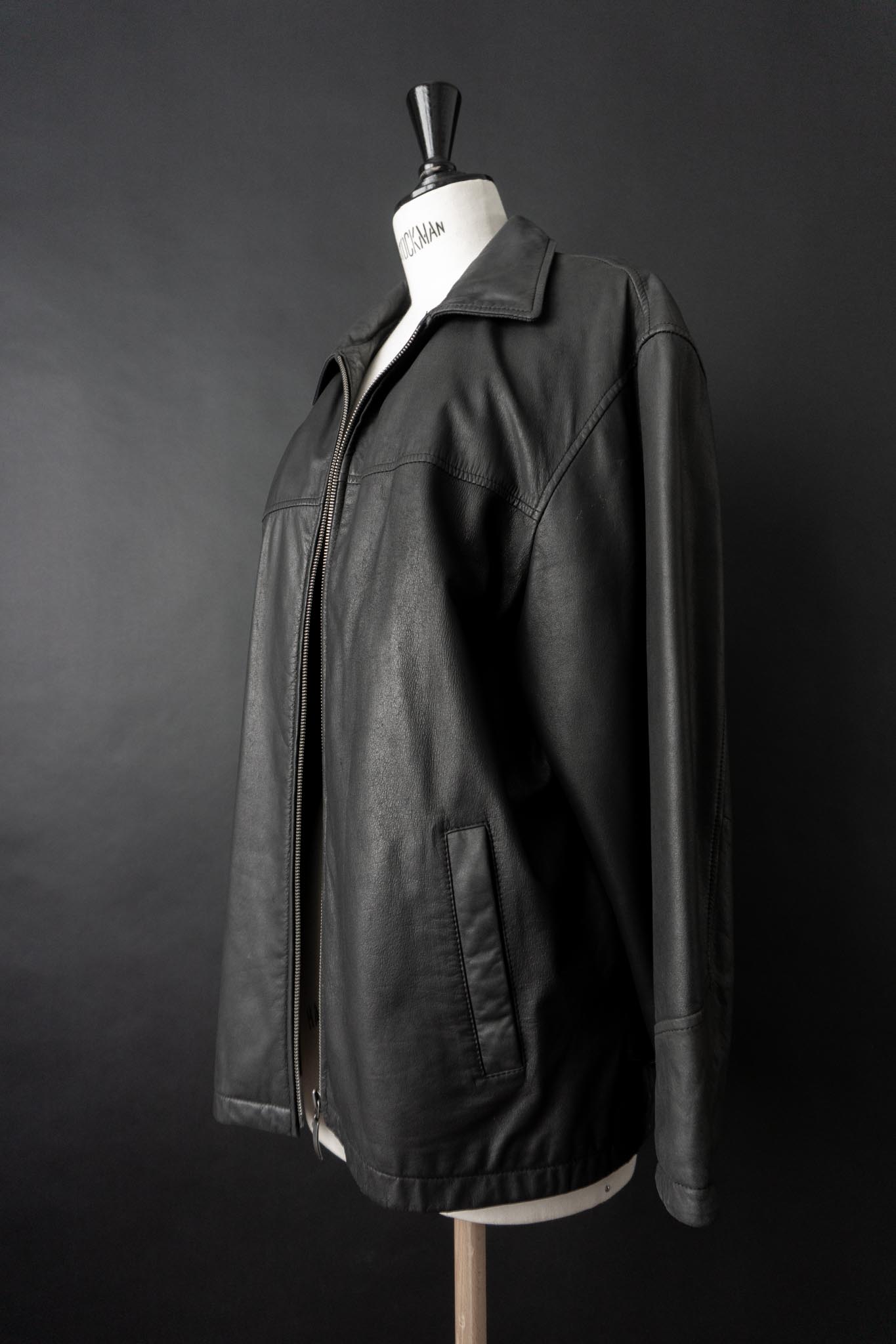 Vintage 90s Lederjacke mit Zipper, M–L