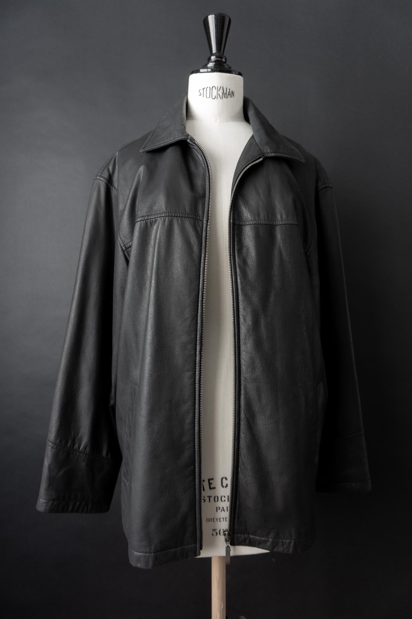 Vintage 90s Lederjacke mit Zipper, M–L