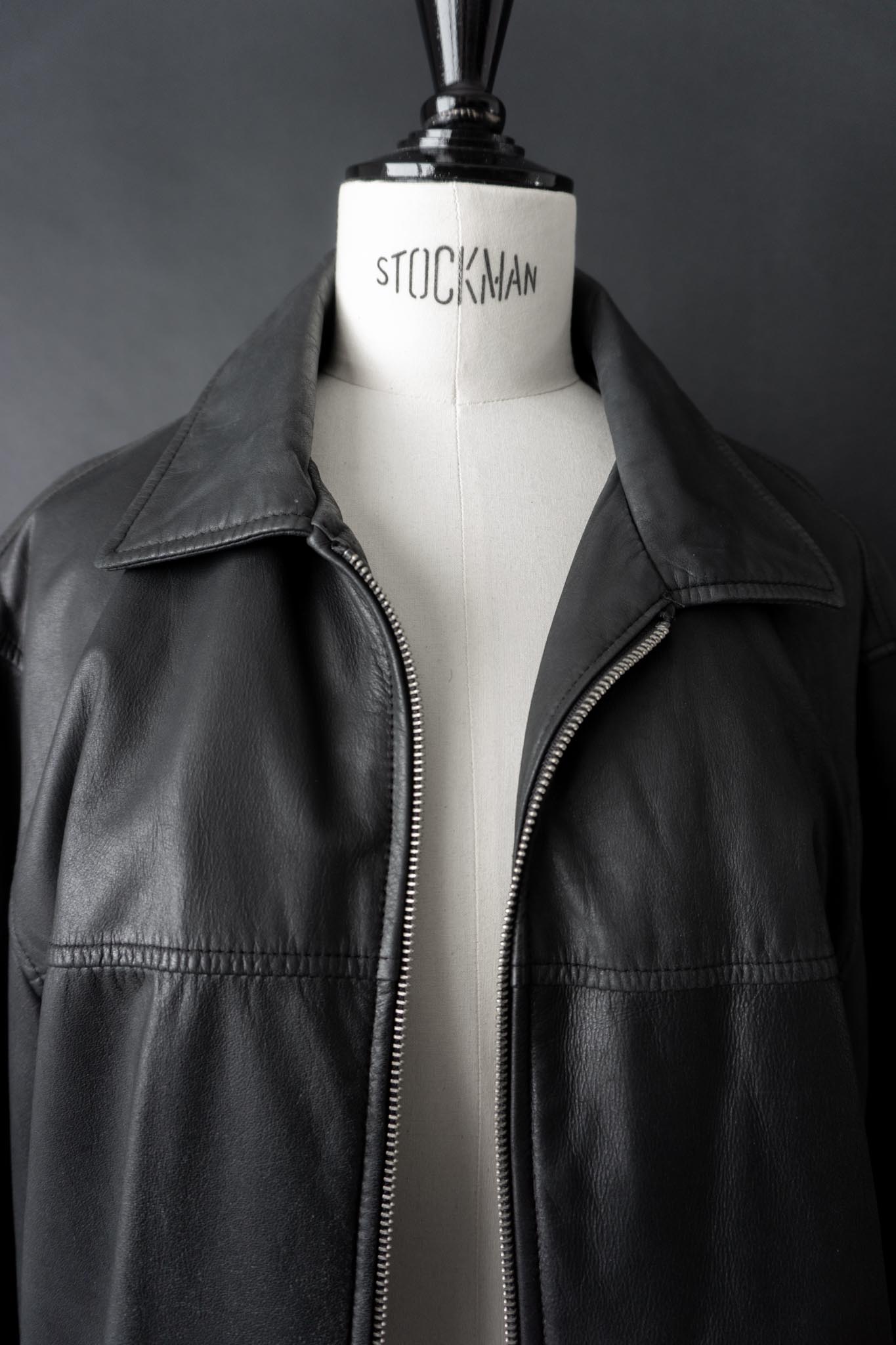 Vintage 90s Lederjacke mit Zipper, M–L