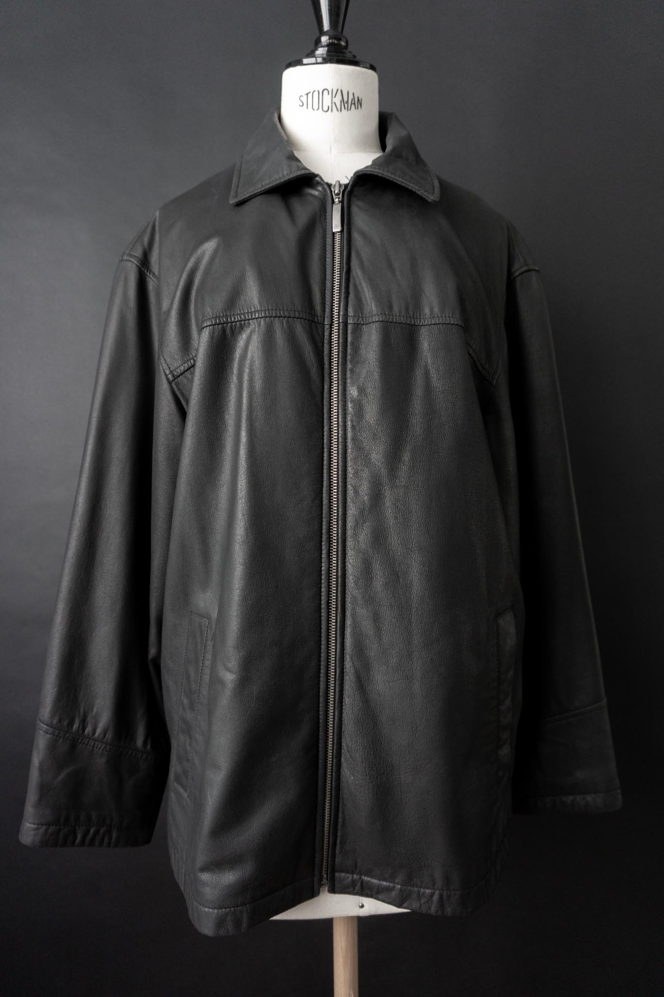 Vintage 90s Lederjacke mit Zipper, M–L