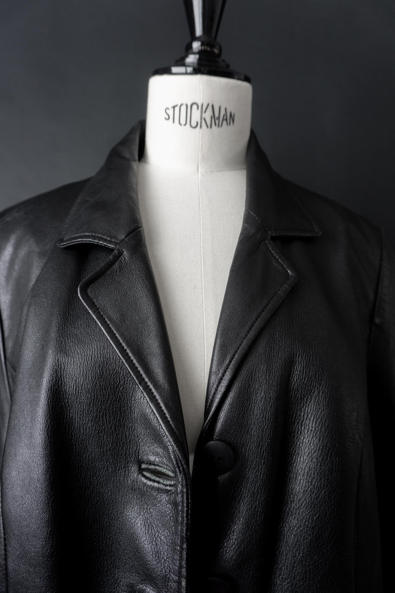Vintage 90s Goth Ledermantel, S–M