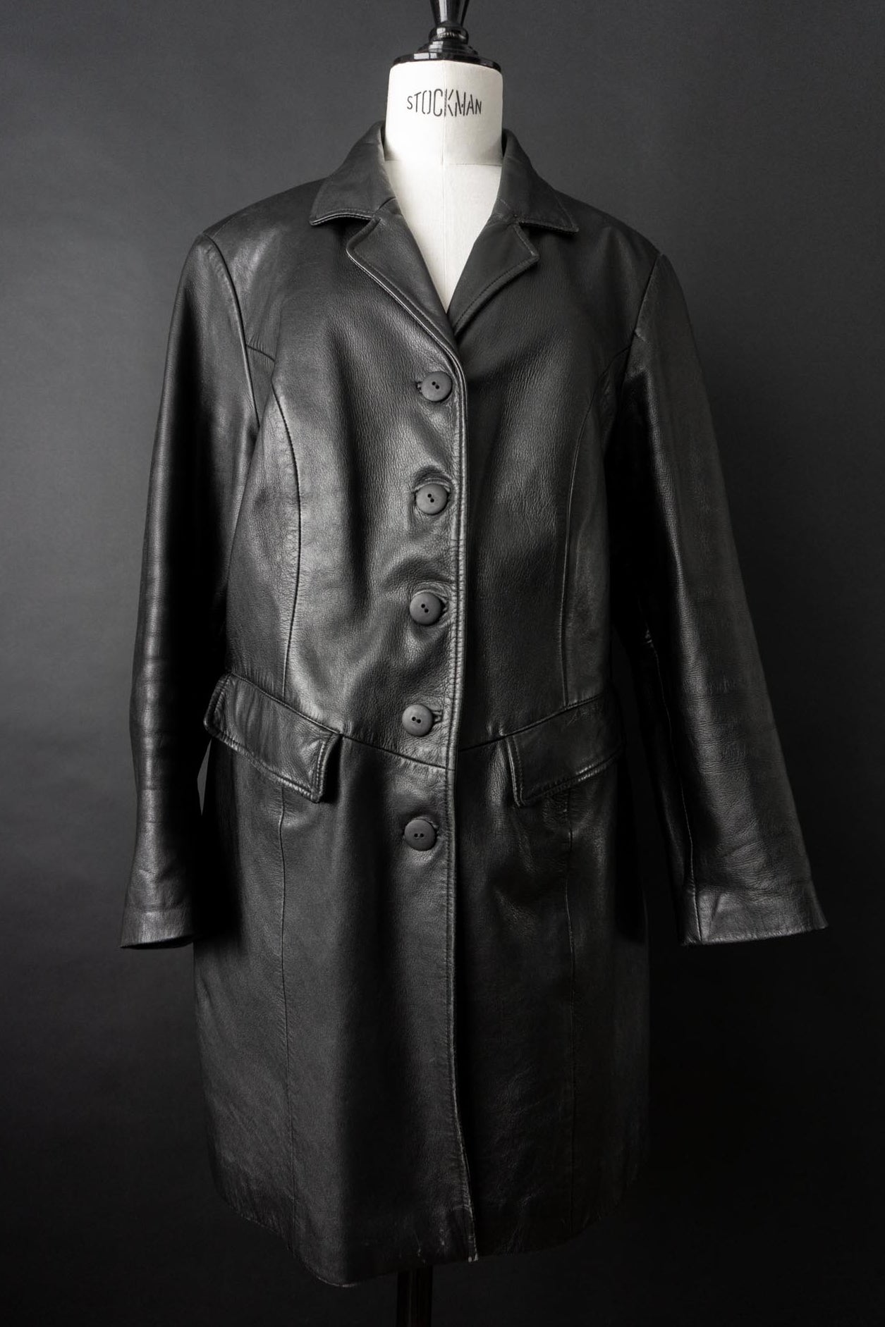 Vintage 90s Goth Ledermantel, S–M