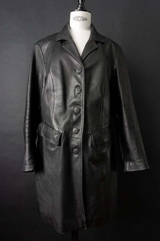 Vintage 90s Goth Ledermantel, S–M
