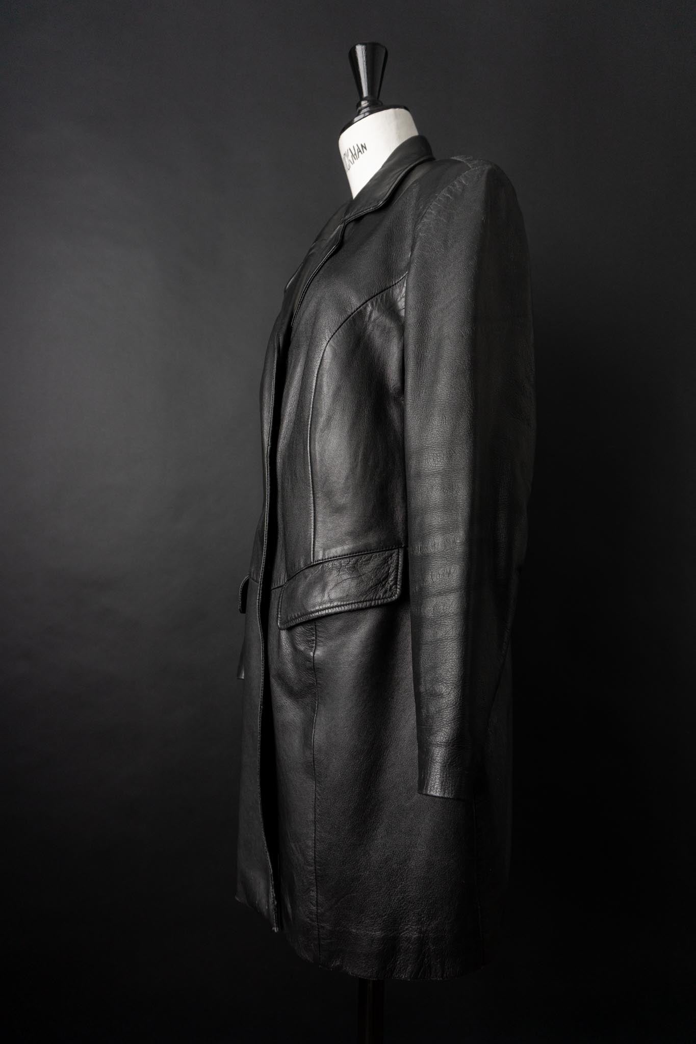 Vintage 90s Goth Ledermantel, S–M