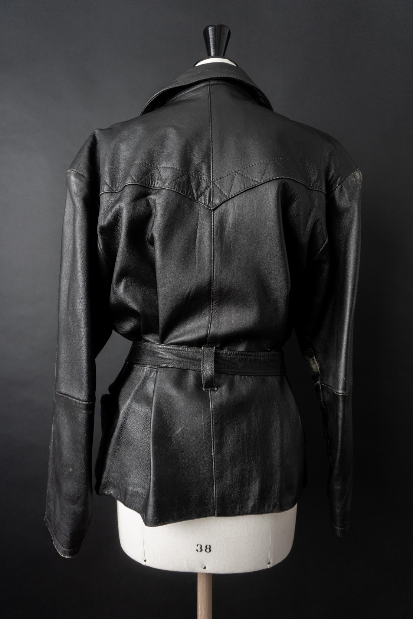 Vintage 90s slouchy Biker Lederjacke, S–M