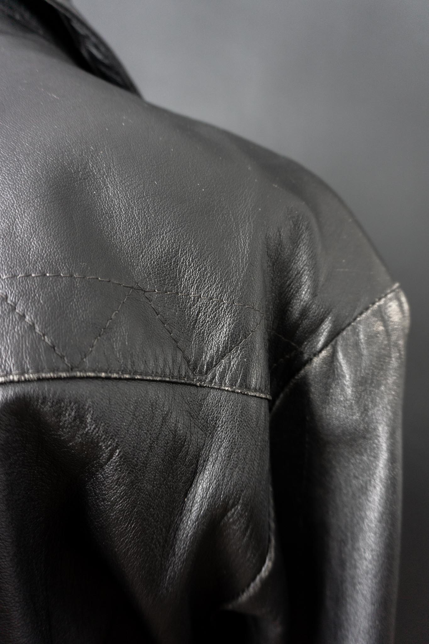 Vintage 90s slouchy Biker Lederjacke, S–M