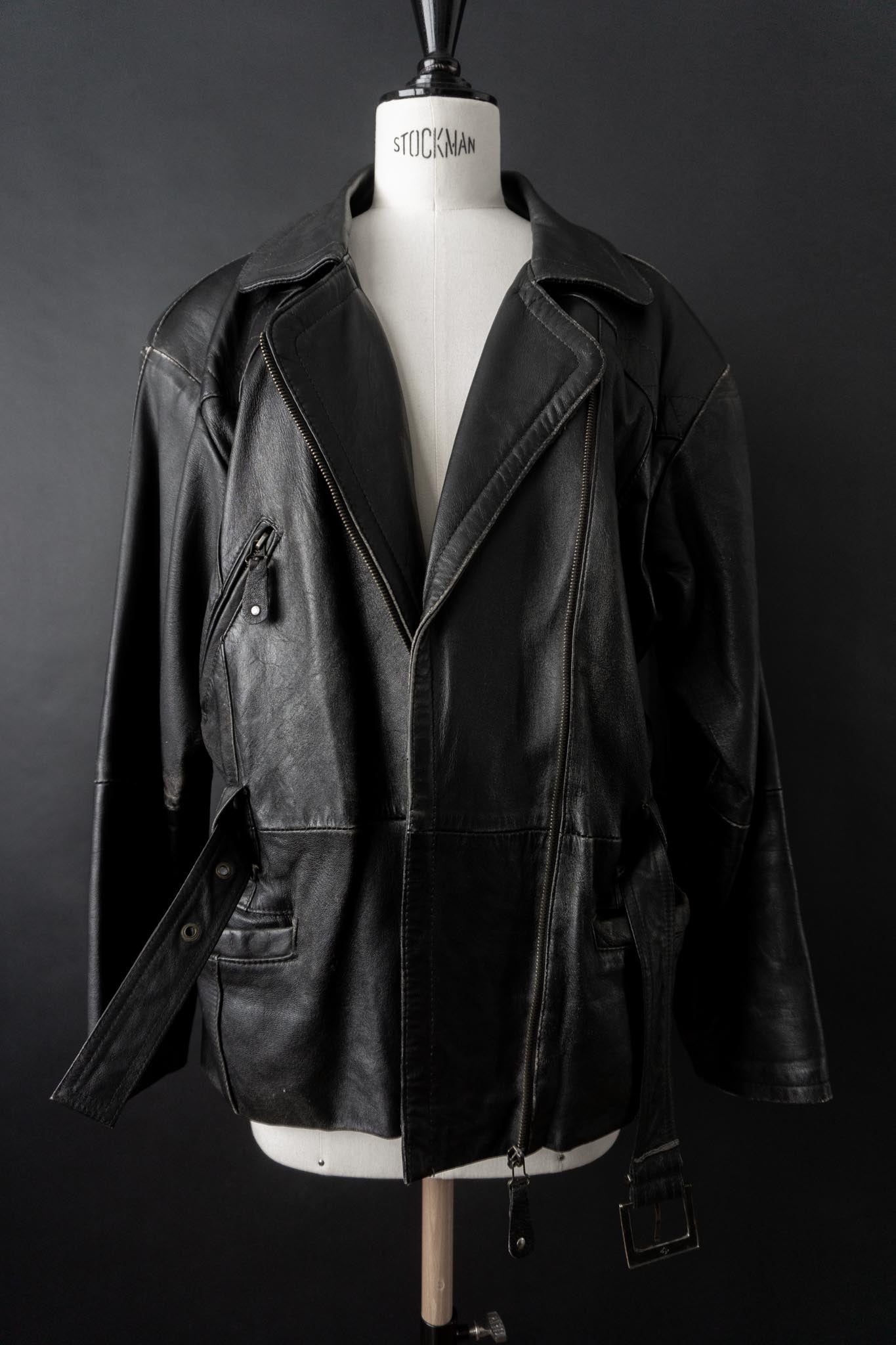 Vintage 90s slouchy Biker Lederjacke, S–M